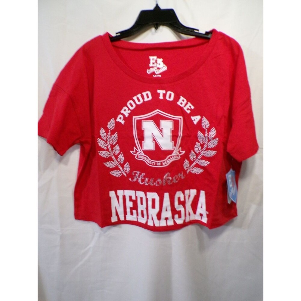 E5 College Classics Nebraska Husker Women's Cropped T-Shirt Large Red